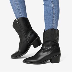 Black ankle cowgirl boots